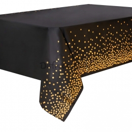 Mantel Desechable de Vajilla de Dorado Negro