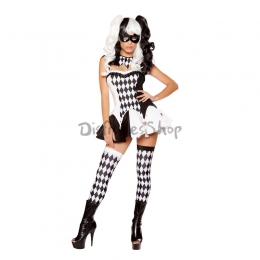 Disfraces Payaso en Blanco y Negro de Halloween para Mujer