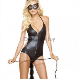 Disfraces Gato Vestido de una Pieza de Charol de Halloween