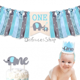 Elefante Azul Tire de la Bandera Cumpleaños Decoración