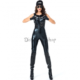 Disfraz Uniforme Policía Delgada de charol de Mujer